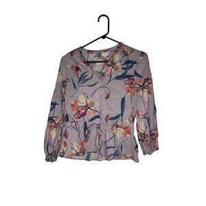 A New Day Cotton Blend Floral Long Sleeve Top S